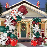 Christmas Balloon Garland Arch Kit With Red Green White Silver Balloons Candy Cane Silver Exploding Star Gift Box Foil Balloons For Christmas Party Decorations Birthday Xmas Party Supplies