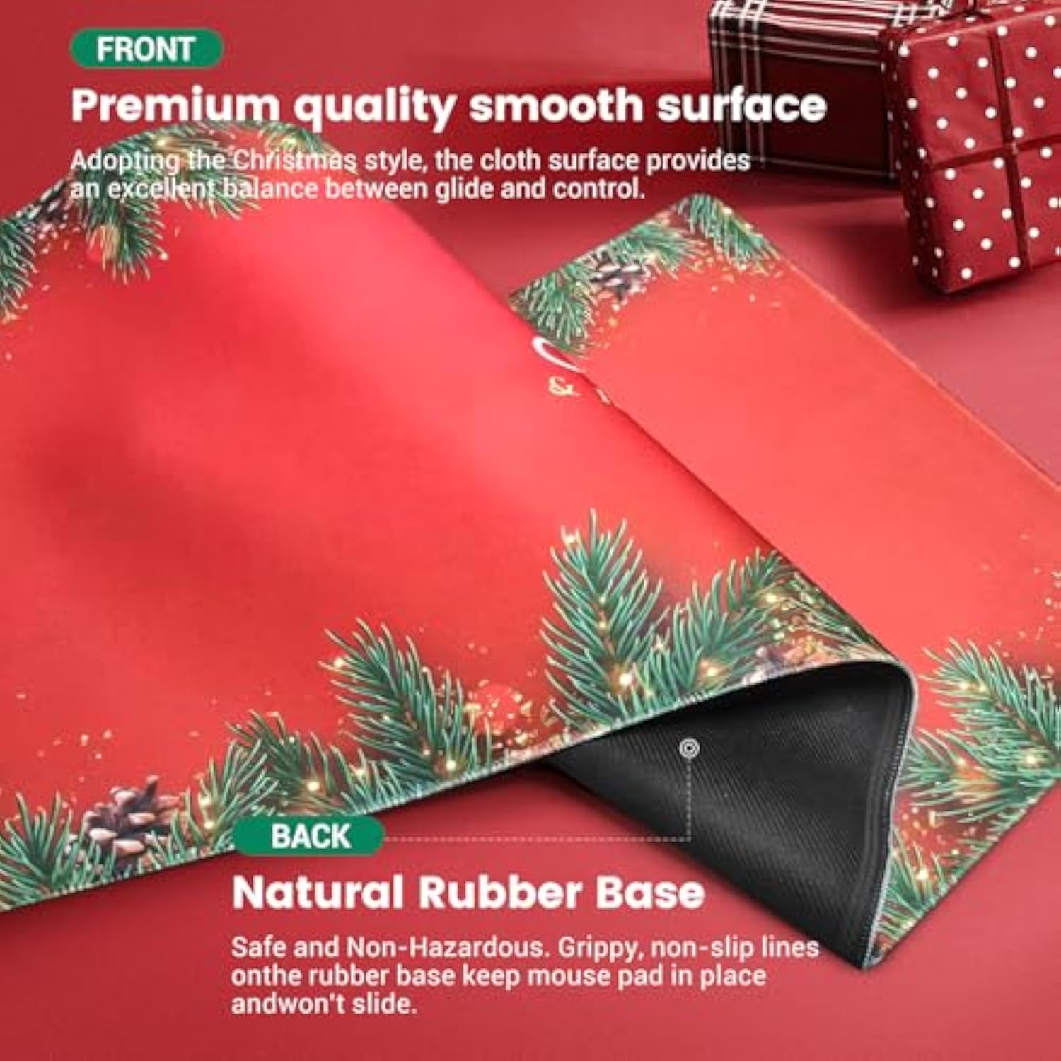 Desk Mat, Christmas Mouse Pad, Desk Matt For Desktop, Red Desk Pad Mat, Large Mouse Pad For Desk, Anti-Slip Big Mousepad With Stitched Edges, Desk Mat Sets For Women Office(Red)