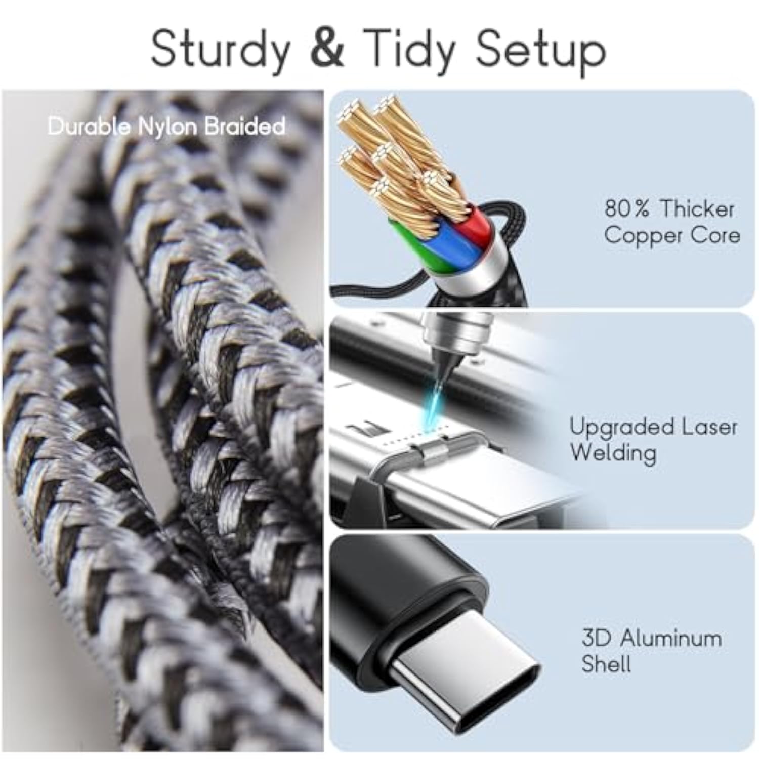 3-In-1 Usb C Travel Charging Cable For Apple Watch, Iphone, Lightning Devices, Multi Device Charger Cord For Office, Camping