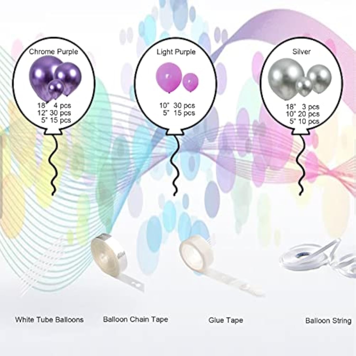 Purple Silver Balloon Garland Arch Kit - 127Pcs for Birthday & Party Decor