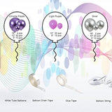 Purple Silver Balloon Garland 127 Pcs 18In 12In 10In 5In Latex Balloons Arch Kit For Halloween Retirement New Year Graduation Birthday Party Decors (Purple Silver)