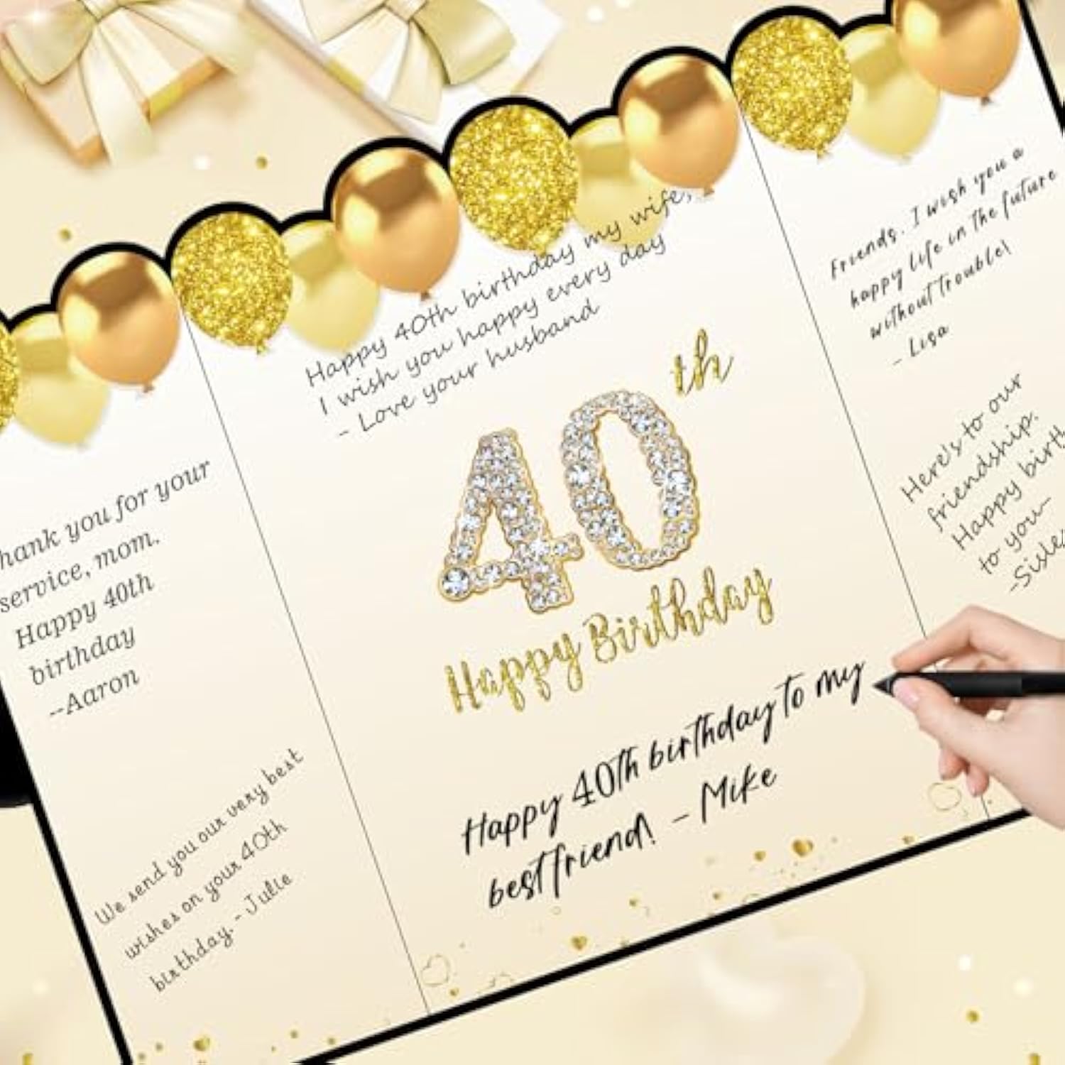 40Th Birthday Decorations For Men Women, Black Gold Awesome Since 1985 Banner Backdrop Happy 40Th Birthday Signature Guest Book Number 40 Balloon Cheers To 40 Years Old Sash Cake Topper Party Supplies