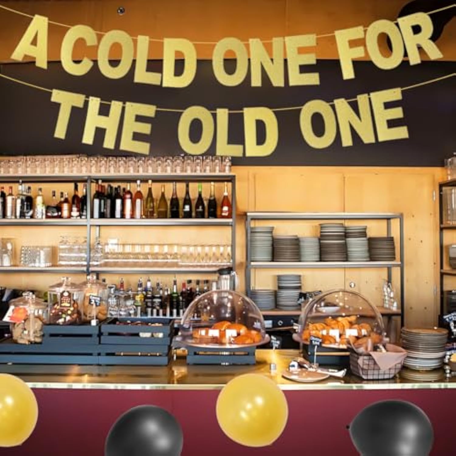 A Cold One For The Old One Party Decorations Banner, Black Gold Balloons For Men Aged To Perfection Cheers And Beers To 40 Years 50Th 60Th Birthday Decorations