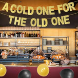A Cold One For The Old One Party Decorations Banner, Black Gold Balloons For Men Aged To Perfection Cheers And Beers To 40 Years 50Th 60Th Birthday Decorations