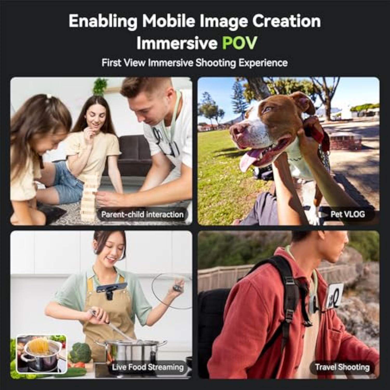 Magnetic Neck Mount For Phones, Cell Phone Holder Stand Hanging On Neck Pov/Vlog Selfie Hand Free Necklace Phone Strap Video Recording For Iphone 16 15 14 13 12 Seires Android Phones (Green)