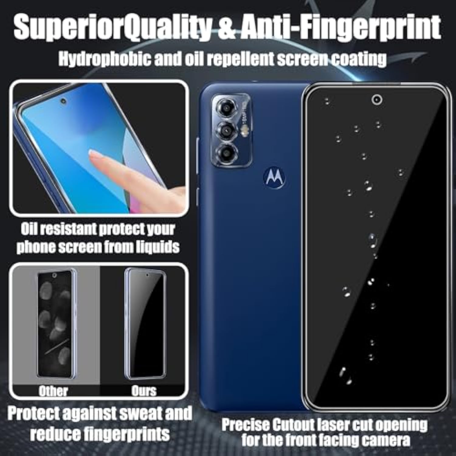 3 Pack Screen Protector For Motorola Moto G Play (2023) With 3 Pack Camera Lens Protector, Tempered Glass Film, 9H Hardness, Hd Clear, Bubble Free, Anti-Scratch, Easy Installation