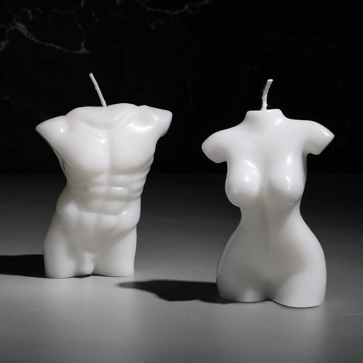 2 Pieces Body Shaped Candle Female Male Body Men Torso Soy Wax Scented Decorative Candle For Bedroom Bathroom Wedding(Milk White)