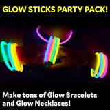 PartySticks Glow Sticks Party Supplies 100pk - 8 Inch Glow in the Dark Light Up Sticks Party Favors, Glow Decorations, Neon Party Glow Necklaces and Glow Bracelets with Connectors