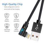 Fast Charging Cable, 3Ft Right Angle Cable,3 Pack Nylon Braided Fast Speed Data Sync Charging Cord Powerline Compatible With Phone 13/12/11/Pro/Xs Max/Xs/Xr/7/7Plus/X/8/6/Se(Black, 3Ft)