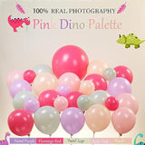 Pink Dinosaur Balloon Garland Kit 150Pcs Pastel Pink Green Purple Balloon And Foil Dinosaur Balloon & Footprint Sticker For Girl Dino Theme Birthday Baby Shower Decorations