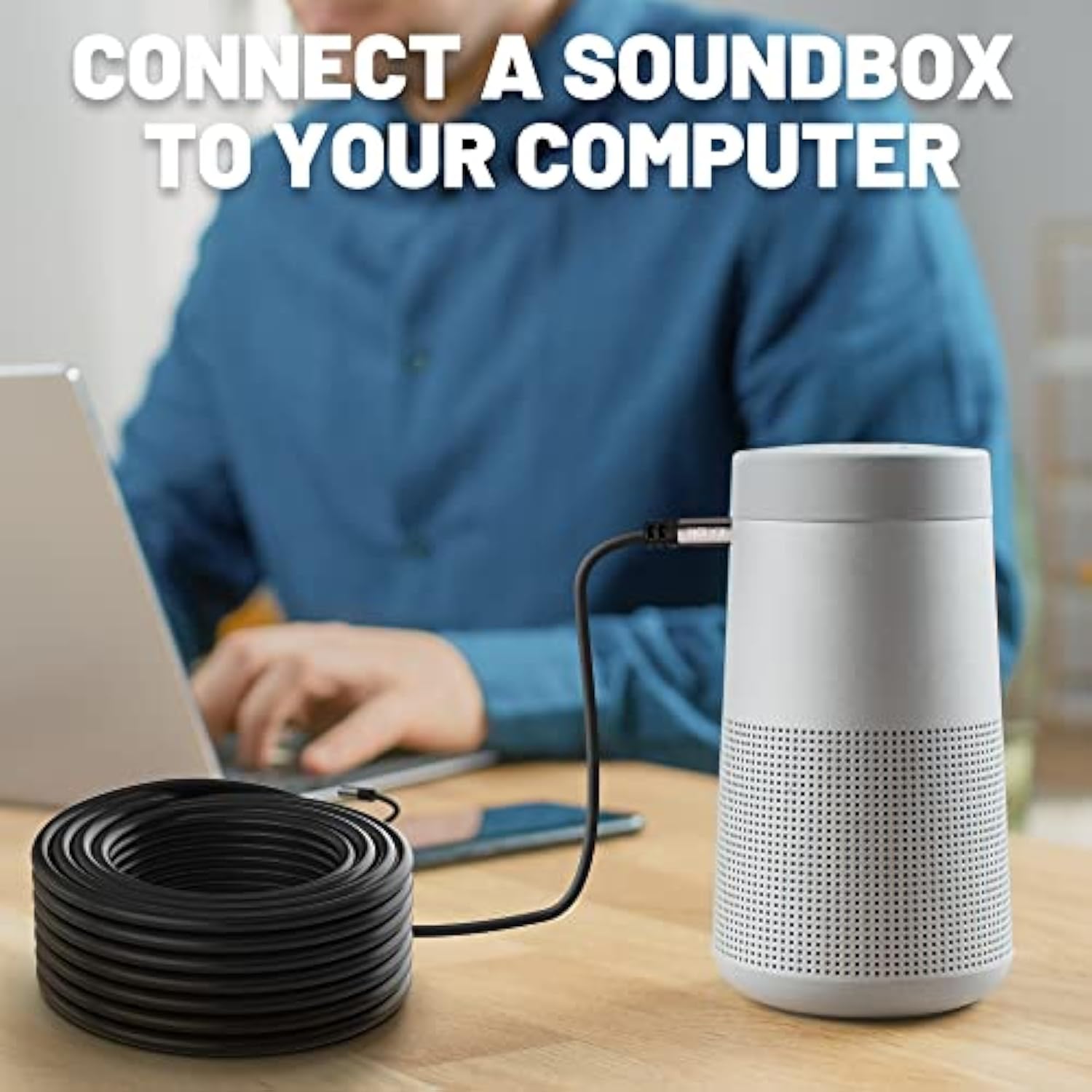 3.5Mm Auxiliary Audio Stereo Cable 25 Feet, Long Male To Male Aux Cord, Gold Plated Connectors, Ofc Core, Black Cable (With 5 Pcs Cable Ties) - 25Ft