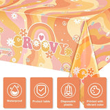 3 Pieces Rainbow Plastic Groovy Tablecloths Retro Hippie Table Covers For Rectangle Table, Disposable Daisy Flower Rainbow Party Decorations For 60S 70S Boho Themed Birthday Carnival Party