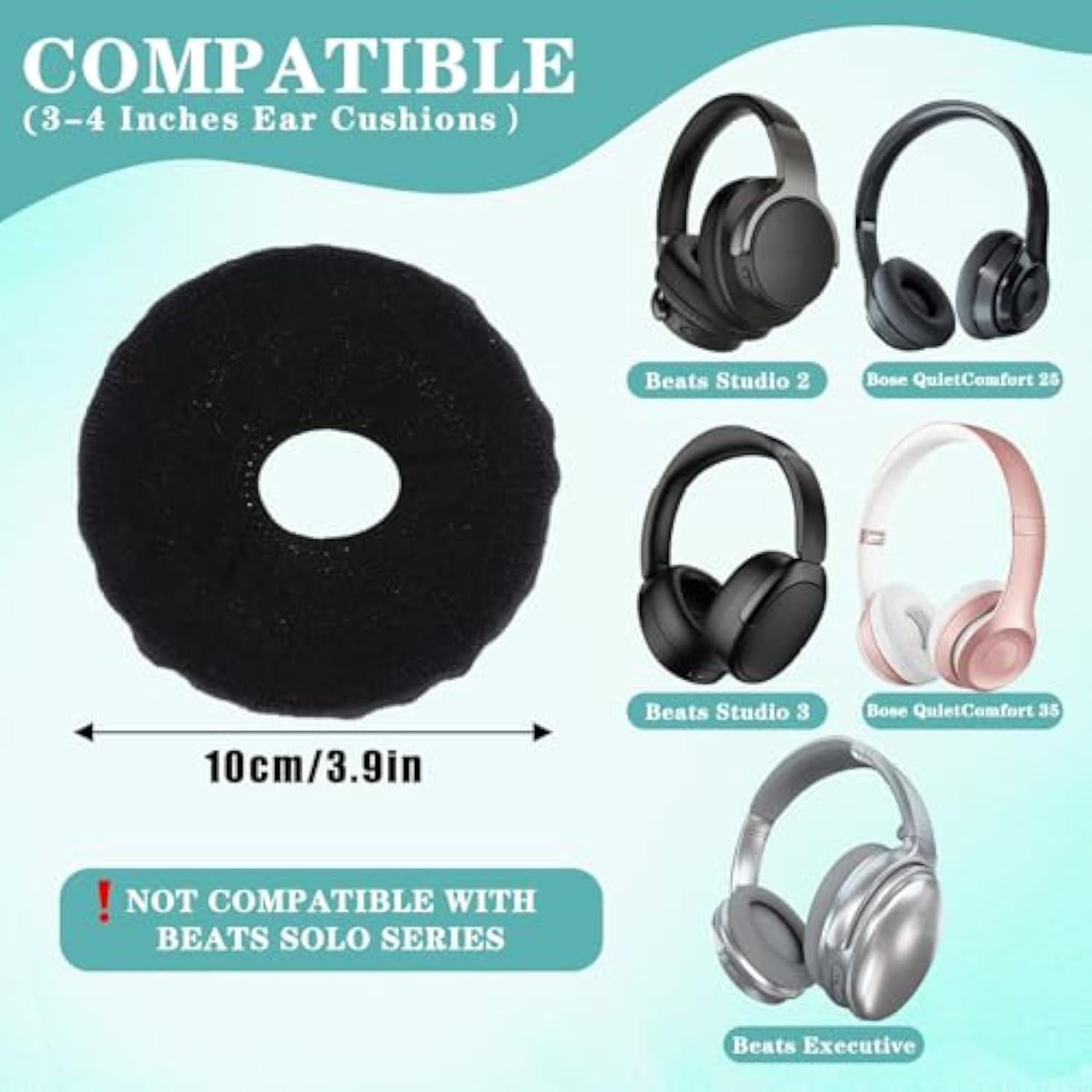 2 Pairs Earpads Sweater Cover Protectors, Stretchable Knit Fabric Headphone Sweat Earpads Covers Washable Ear Pads Protectors Compatible With Over-Ear Headsets, Fit 3.5" - 4.3" Ear Cushions