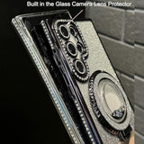 For Samsung Galaxy S24 Plus Glitter Kickstand Case,Luxury Bling Sparkly Diamond Rhinestone With Camera Protector Liquid Ring Stand Clear Phone Case For Women Girl For Galaxy S24 Plus (Purple)