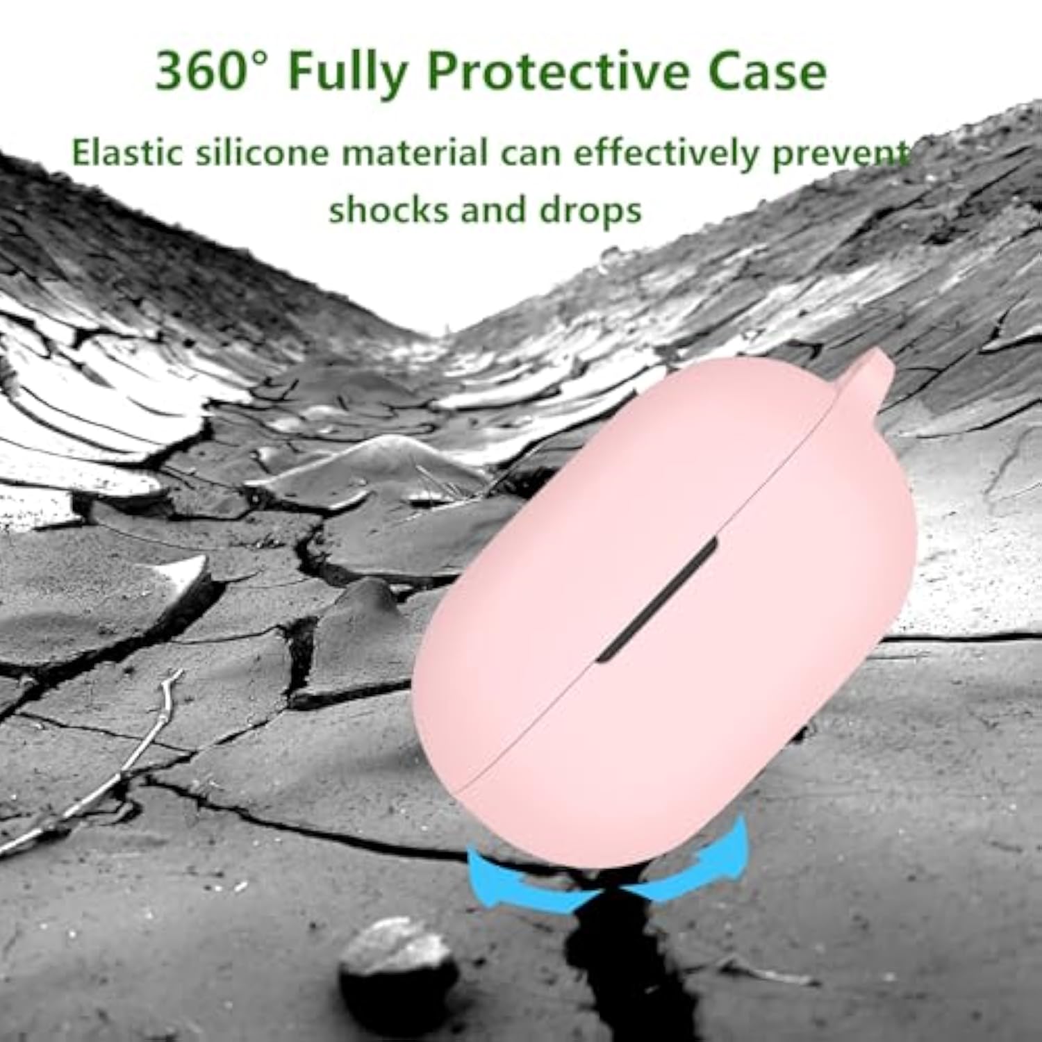 Case Cover Compatible With Beats Solo Buds Earbuds, Soft Silicone Protective Skin With Bling Keychain Accessories For Women Girl (Pink)