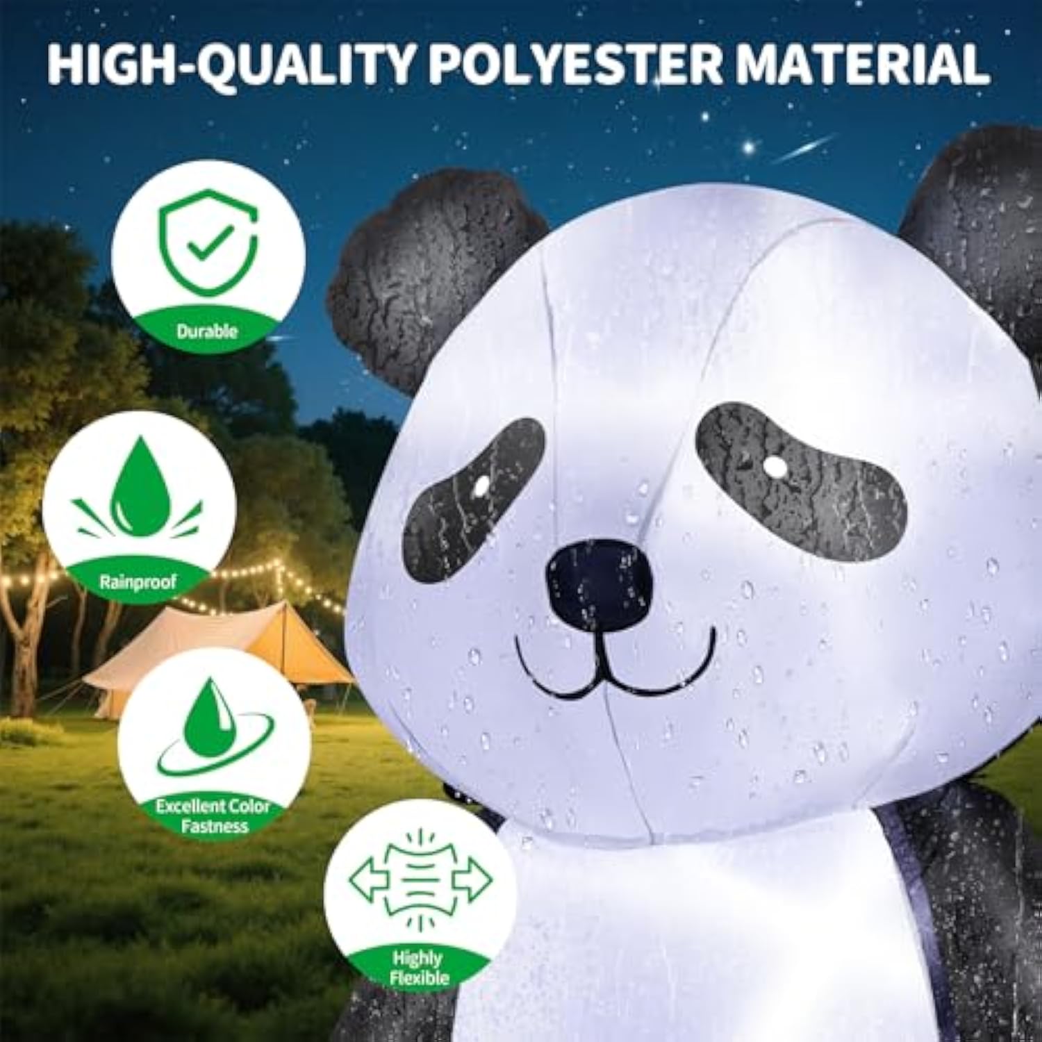 6 Feet Tall Inflatable Panda Decorations – Blow Up Outdoor Lawn Decor With Led Light, Cute Standing Panda Inflatable For