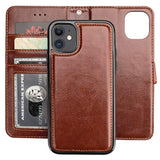 For 11 Wallet Case With Card Holder Pu Leather Magnetic Detachable Kickstand Shockproof Wrist Strap Removable Flip Cover For 11 6.1 Inch (Brown)