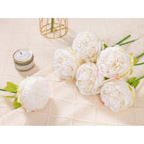 2 Bouquet 10 Heads Artificial Peony Silk Flower Leaf Home Office Wedding Party Festival Bar Decor (Cream White)