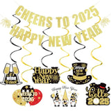 Gold Cheers to 2025 Happy New Year Banner Party Supplies