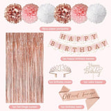 13th Birthday Party Decorations for Girls Rose Gold Balloons Banner Cake Topper