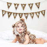 Leopard Print Happy Birthday Banner, Safari Party Sign, Jungle Animals Theme Decorations, Cheetah Boy Girl Baby Shower Supplies, Bday Kids 1St First Decor