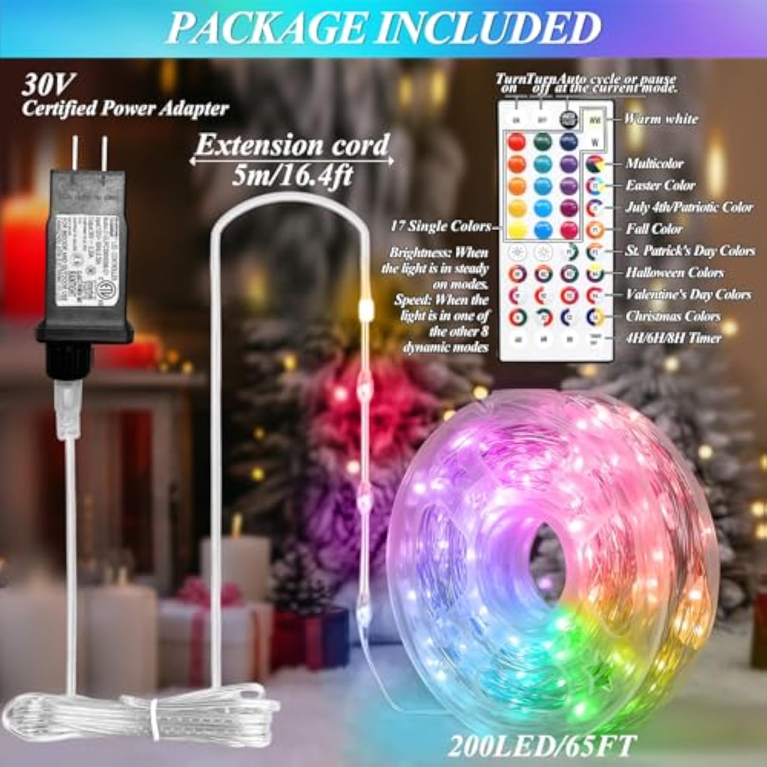 200 Led Christmas Fairy Lights Color Changing, 66 Ft 35 Colors String Lights With Remote, Red Green Led Lights For Bedro