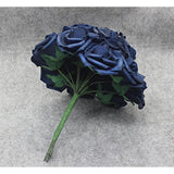 25Pcs Artificial Flower?Real Touch Artificial Foam Roses Decoration Diy For Wedding Bridesmaid Bridal Bouquet Centerpieces Party - Navy Blue