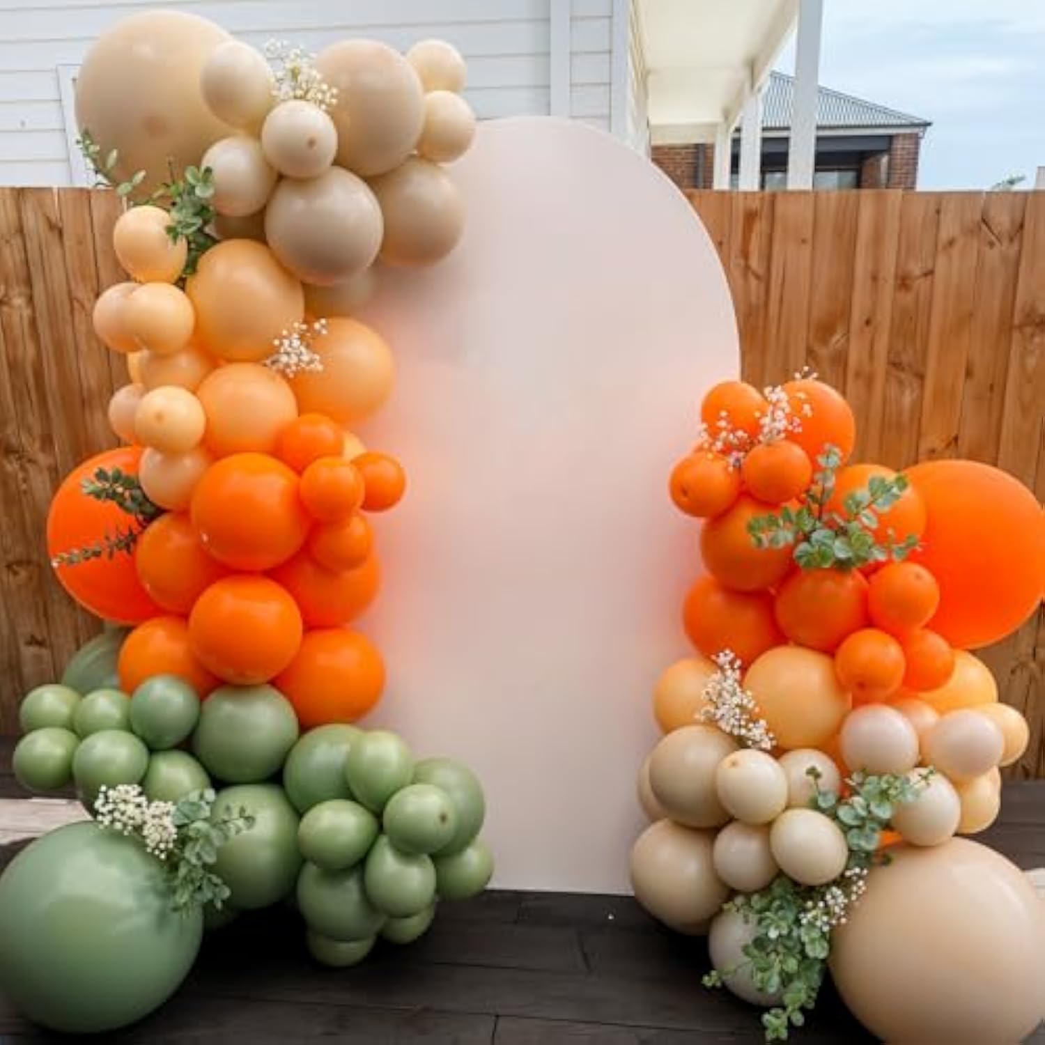 Sage Green Orange Balloon Arch Kit Burnt Orange Nude White for Birthday Baby Shower