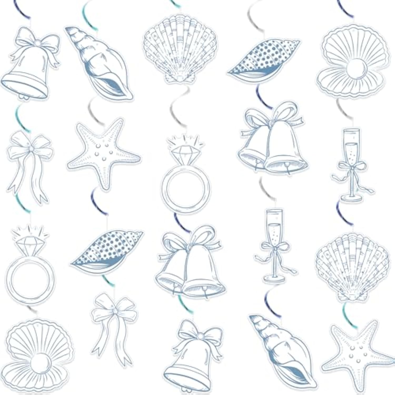 Blue Bow Starfish And Seashell Party Decorations The Summer Party Decor For Under The Sea Birthday, Summer Beach Wedding, Mermaid Baby Shower, Bachelorette Party Celebration