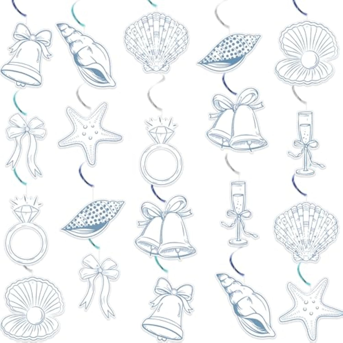 Blue Bow Starfish And Seashell Party Decorations The Summer Party Decor For Under The Sea Birthday, Summer Beach Wedding, Mermaid Baby Shower, Bachelorette Party Celebration