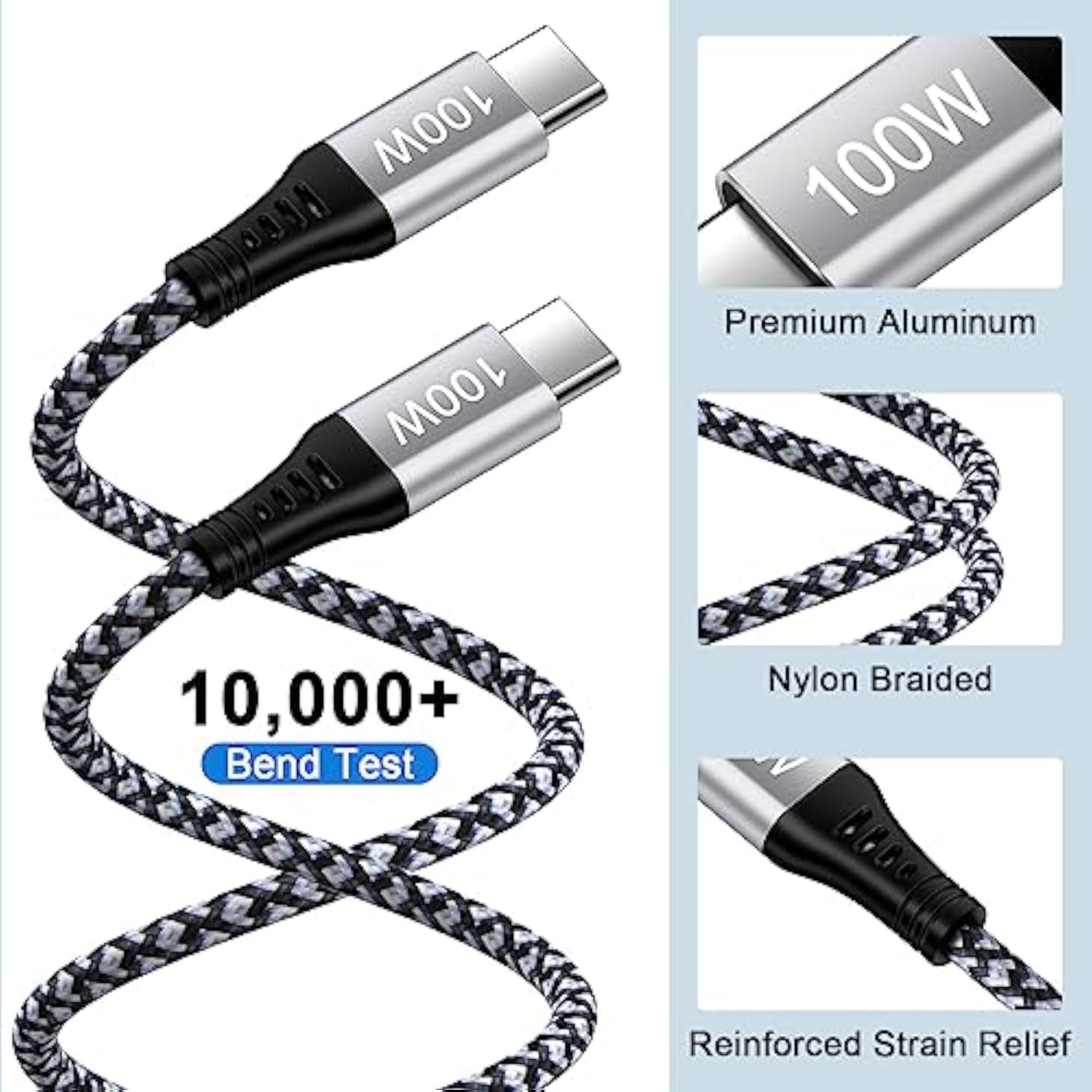 Pixel 100W Type C To Type C Cable For Google Pixel 9 8A 8 Pro 7A 7 Pro 6, 6Ft Pd 5A Fast Charging Usb C To Usb C Cable Nylon Braided Type C Cable For Iphone 16 15,Samsung S25 S24 S23 S22 A55 A15 A54