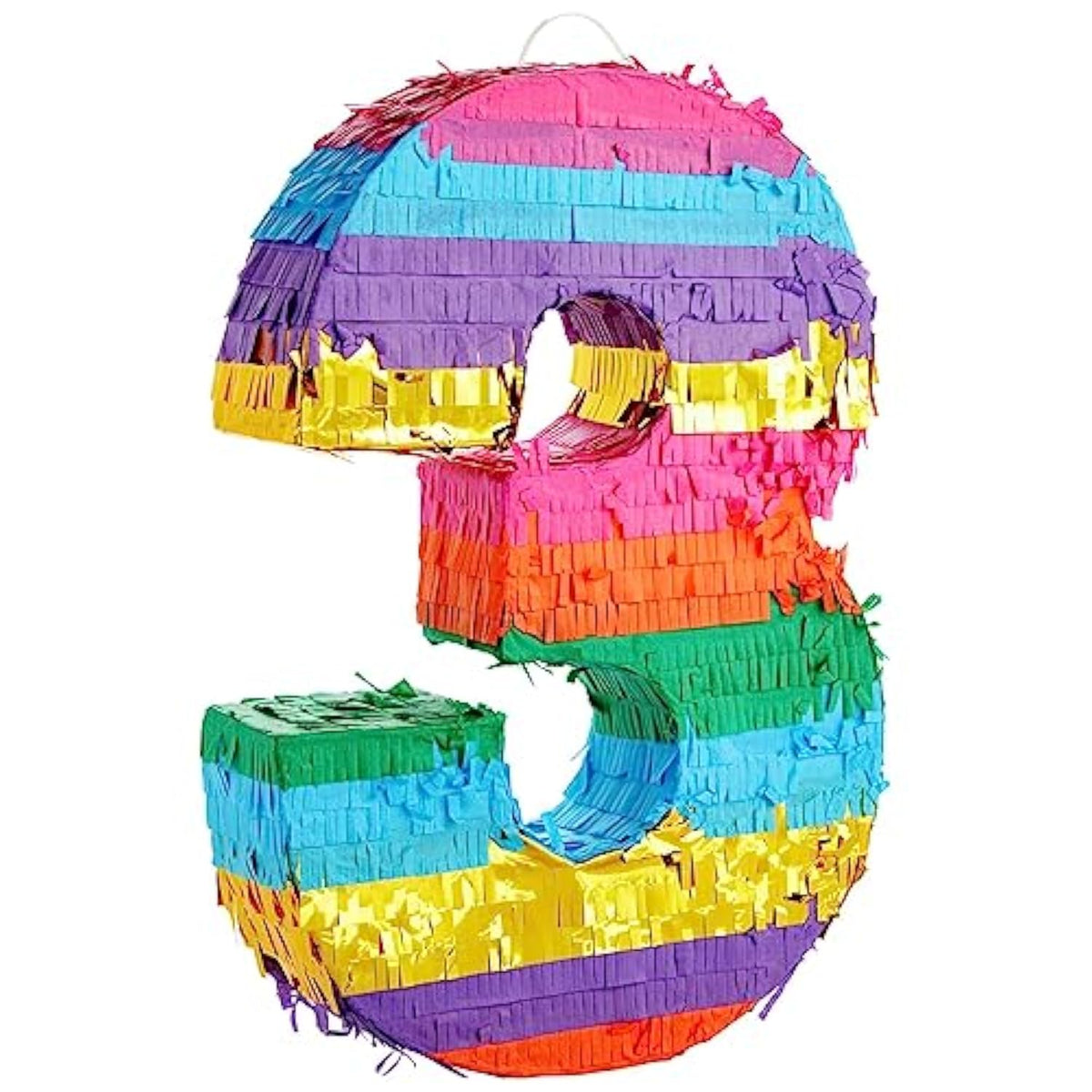 Rainbow Number 3 Pinata: 3rd Birthday Party Decoration