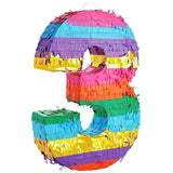 Rainbow Number 3 Pinata: 3rd Birthday Party Decoration