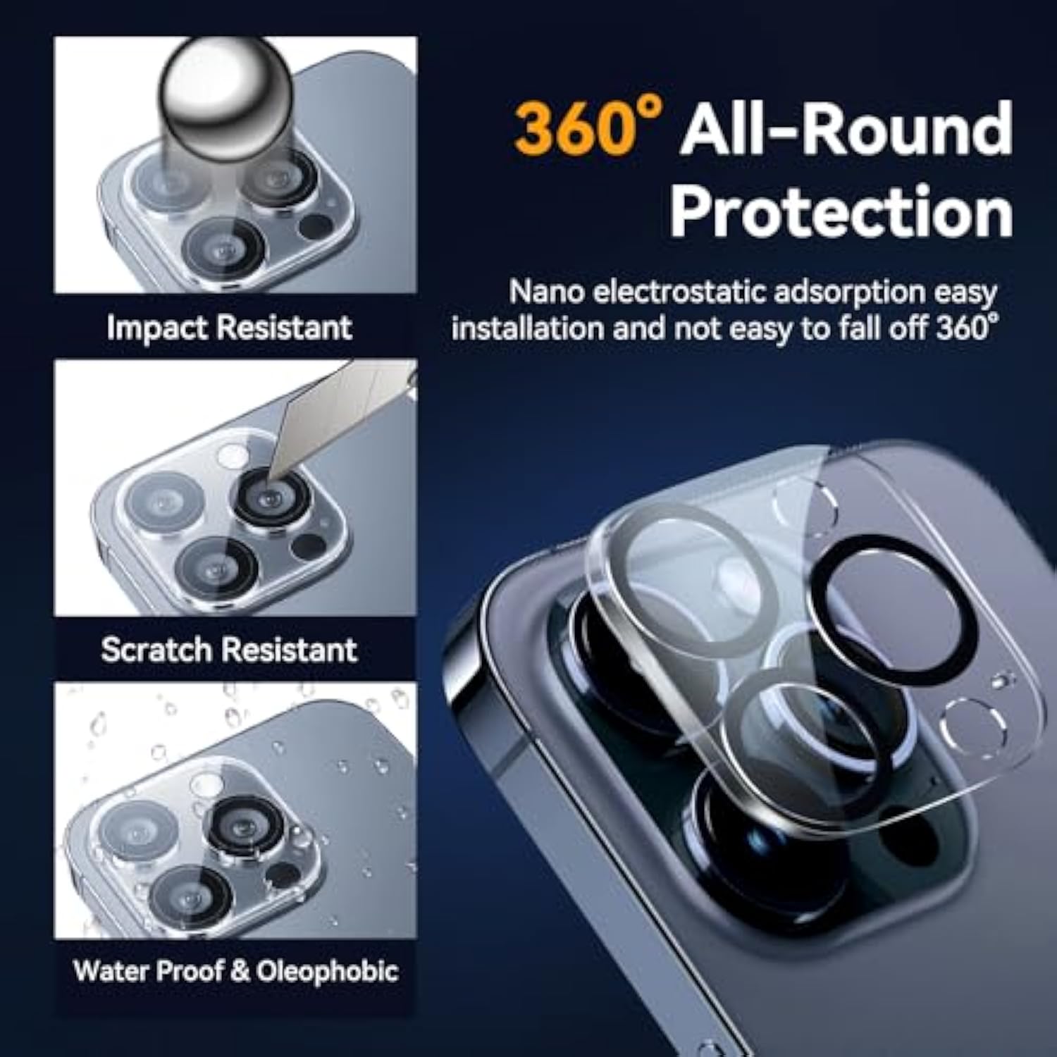 Camera Lens Protector For Iphone 14 Pro 6.1" ? Iphone 14 Pro Max 6.7",9H Tempered Glass?Ultra Hd, Scratch Resistance Easy To Install?Case Friendly?[Does Not Affect Night Shots] 3-Pack
