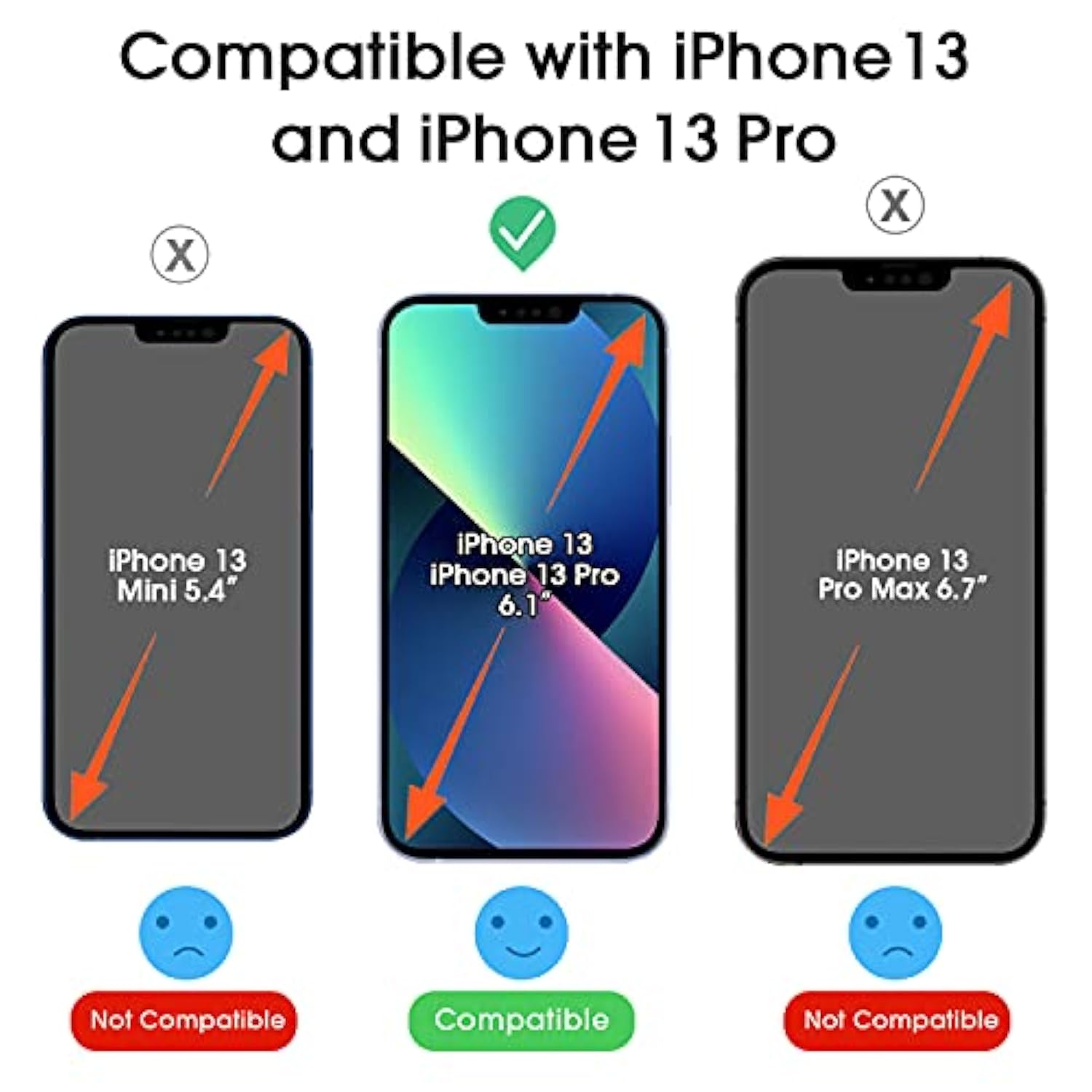 amFilm Screen Protector OneTouch Compatible with iPhone 13, iPhone 13 Pro (6.1", 2021) Tempered Glass and Camera Lens Protector, Edge to Edge Full Coverage Easy Installation Kit, Plastic, 2+2 Pack