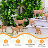 12 Pieces Deer Figurines Toy Realistic Deer Family Figurines Forest Animals Figures Miniature Woodland Creatures Miniature Cake Toppers For Christmas Birthday Party Bridal Shower