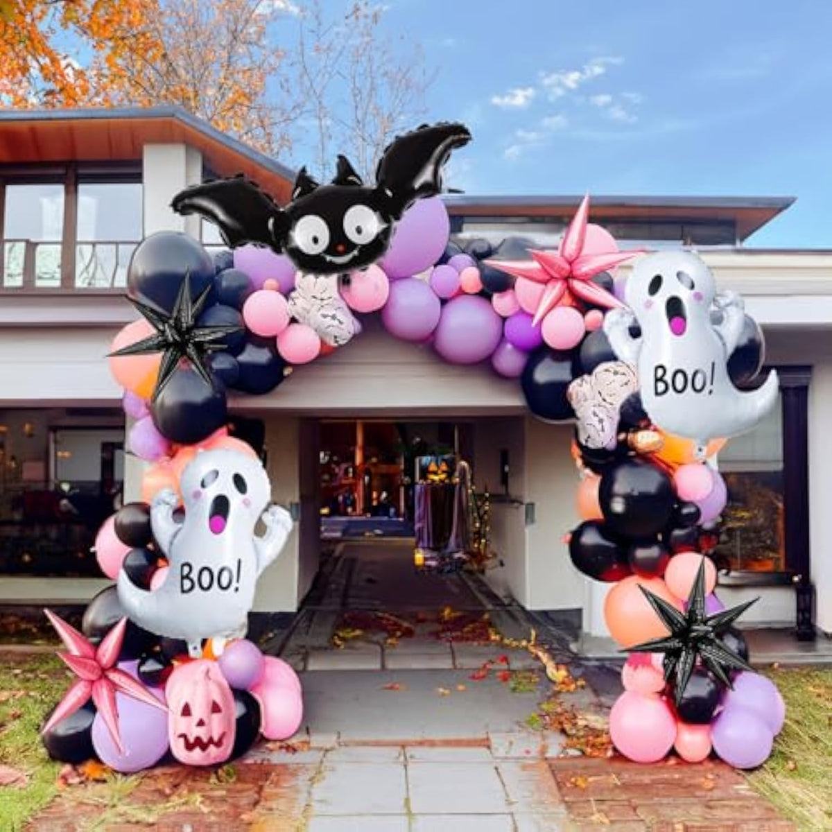 Halloween Balloon Arch Kit – Pink Black Purple with Bat & Ghost Balloons