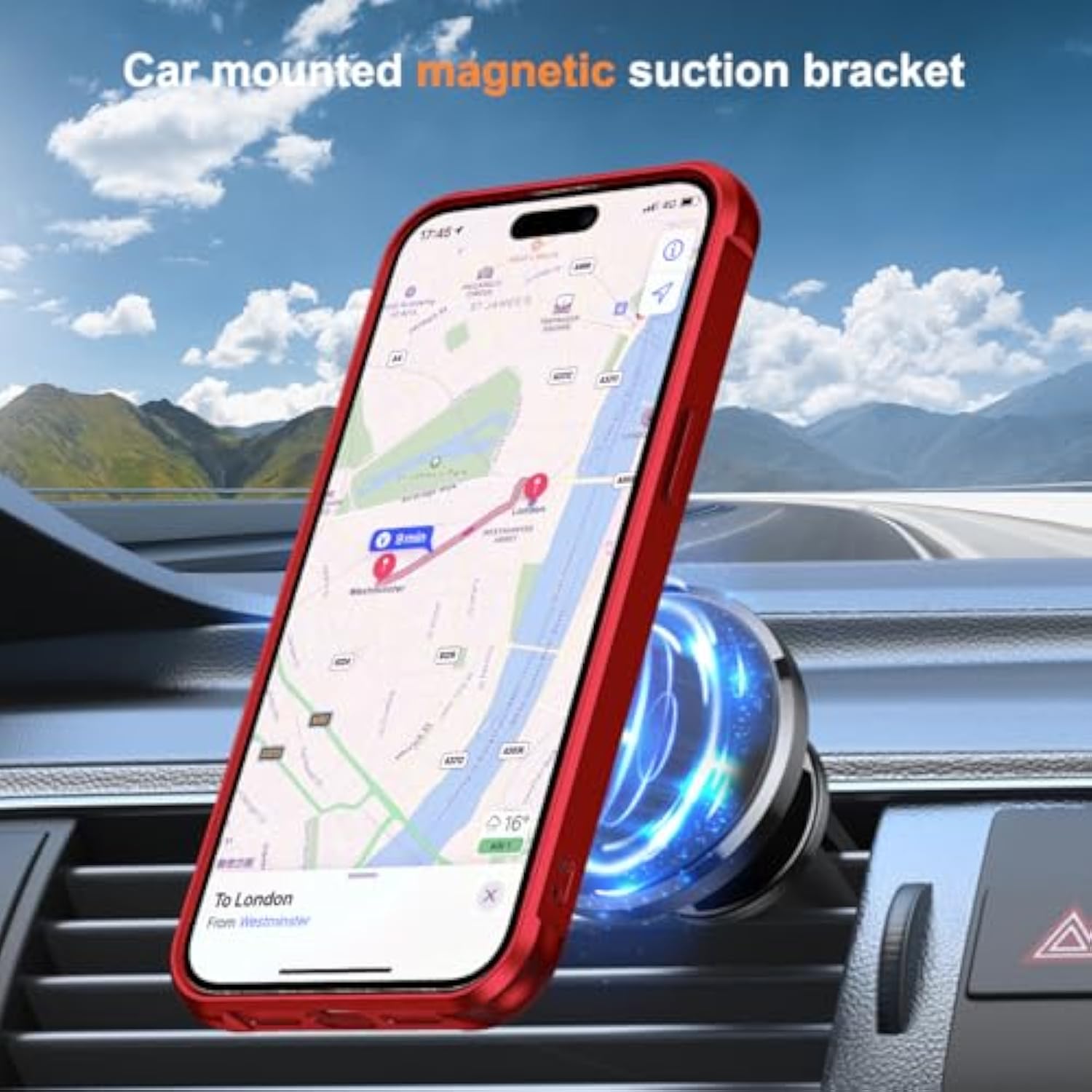 Compatible With Iphone 12 Pro Max Case & Iphone 13 Pro Max Case 6.7" With Magnetic O-Ring Stand [Compatible With Mag-Safe][Great Grip Feeling], Red