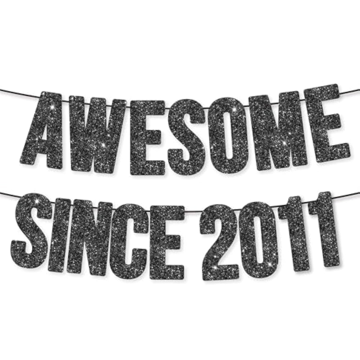 Pre-Strung Awesome Since 2011 Banner For 14Th Birthday Party Decoration,Happy 14Th Men Women Birthday Party Banner,Handmade - Black