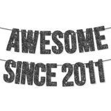 Pre-Strung Awesome Since 2011 Banner For 14Th Birthday Party Decoration,Happy 14Th Men Women Birthday Party Banner,Handmade - Black