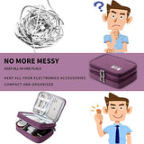 Travel Electronics Organizer Soft Case Small Electronic Accessories Carrying Bag Double-Layer For Cords Phone Chargers Cables Earbuds Adapter Mouse, Purple