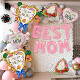 13 Pcs Mothers Day Balloons Mother's Day Party Supplies Heart shapeLove You Balloons for Rose flower Best Mom Thematic Birthday Party Decorations Supplies