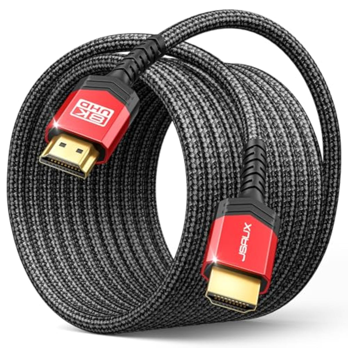 8K Hdmi Cable 2.1 15Ft 2-Pack, 48Gbps 8K & 4K Ultra High Speed Cord (8K@60Hz 7