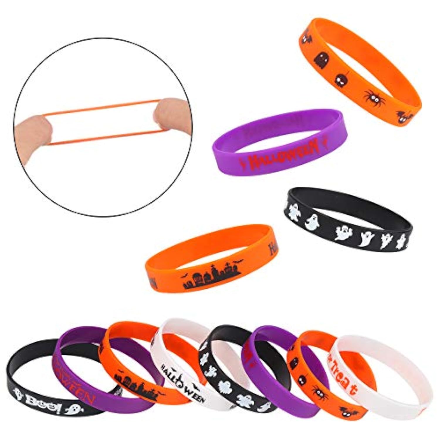 Halloween Silicone Wristbands,40 Pcs Rubber Bracelets Halloween Party Favor Trick Or Treat Gifts And Goodie Bag Fillers