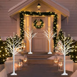 Zcdl Lighted Birch Tree Light, 4Ft 5Ft White Birch Tree With Led Lights, White Christmas Tree Outdoor, Warm White Prelit Tree For Indoor Home Party Wedding Holiday Outside Christmas Decorations