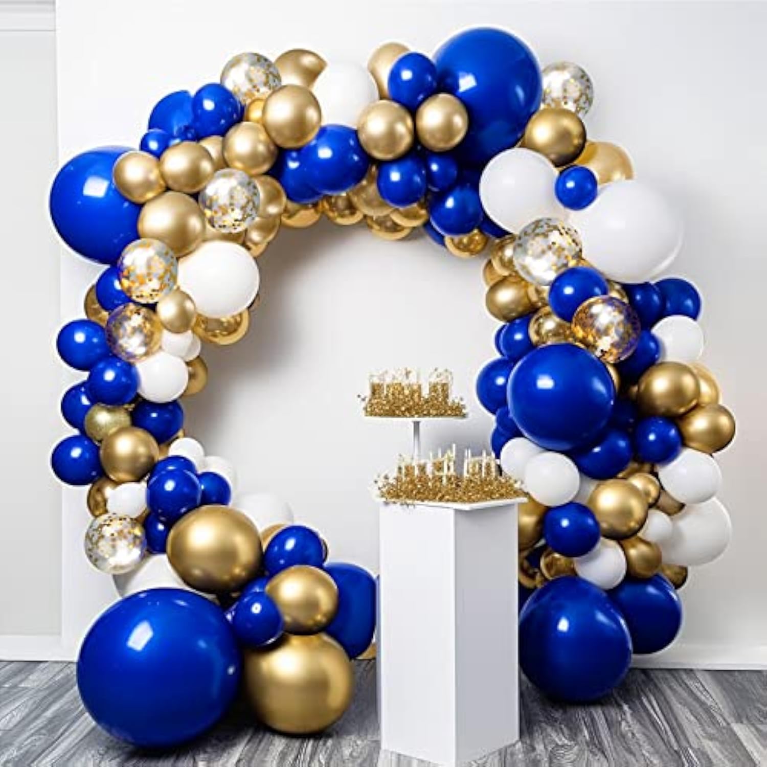137Pcs Royal Blue And Gold Balloons Arch Garland Kit, 18/12/10/5 Inch