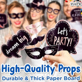 Premium Birthday Photo Booth Props Kit, 27 Rose Gold Party Decorations (No Glitter), Durable & Easy-To-Use Photobooth Props Signs For Memorable Photos & Unforgettable Celebrations By