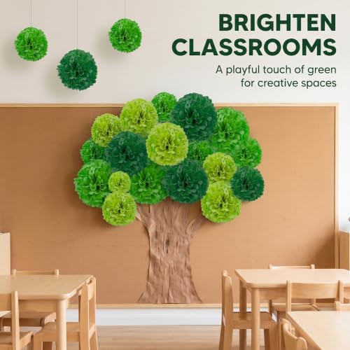 Green Tissue Paper Pom Poms 12pcs Hanging Flowers Party Wedding Decor