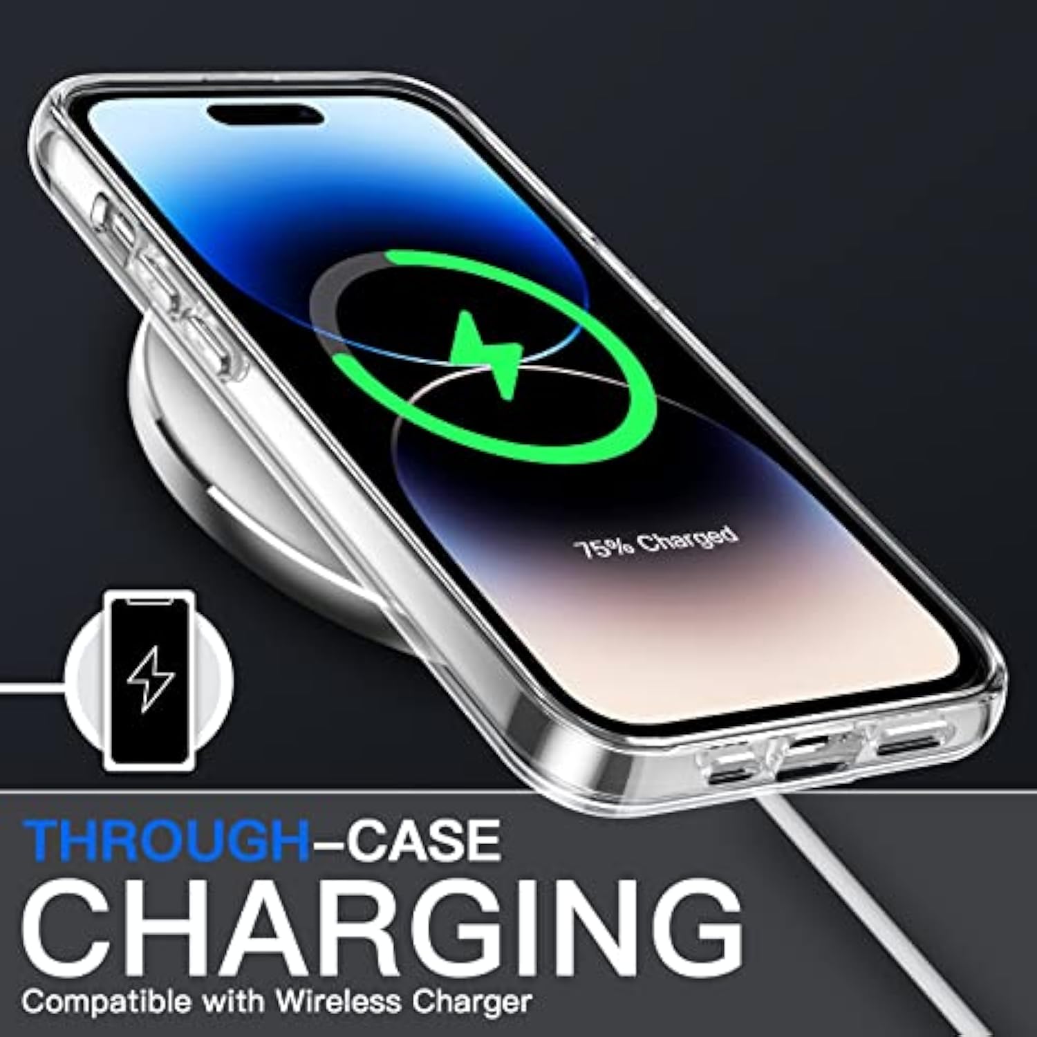 Jetech Case For 14 Pro Max 6.7-Inch, Non-Yellowing Shockproof Phone Bumper Cover, Anti-Scratch Clear Back (Clear)