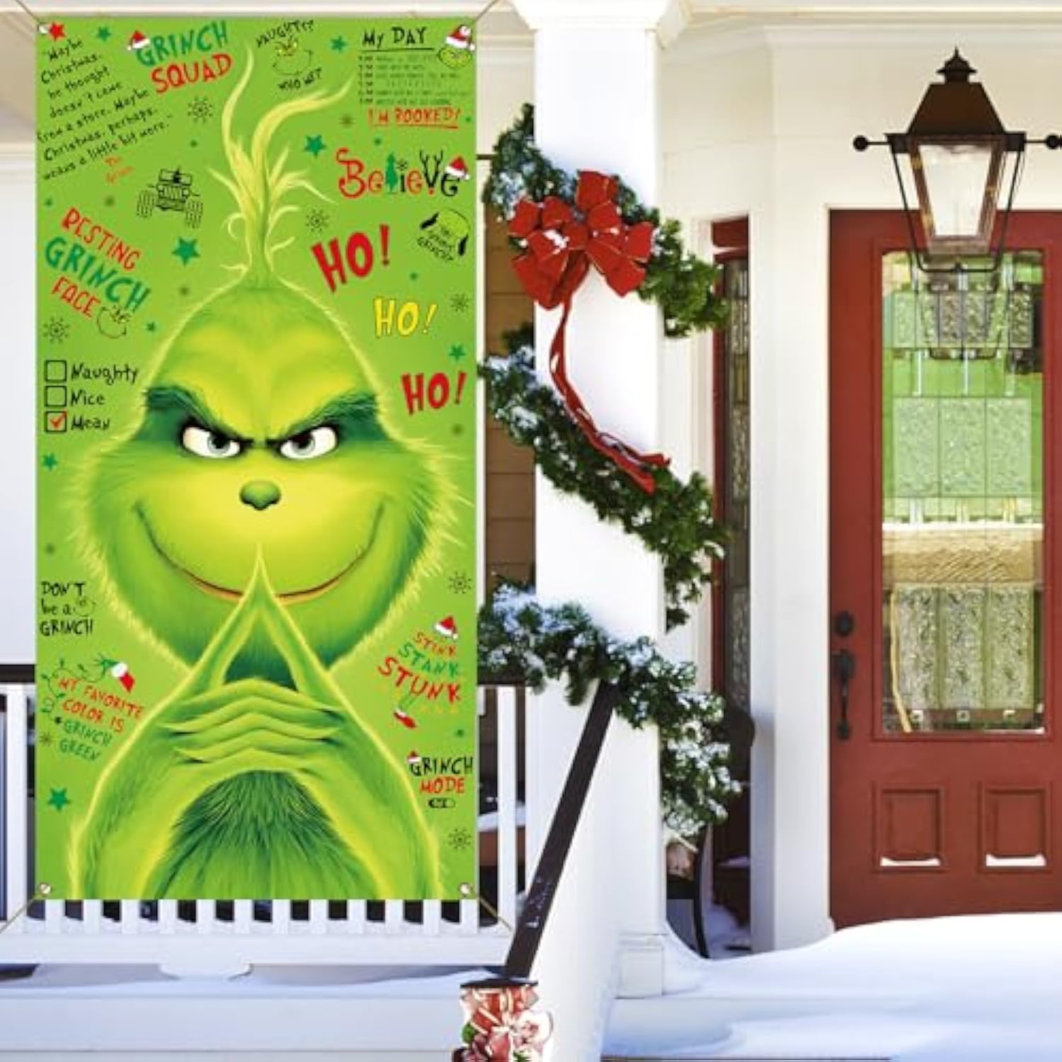 Merry Christmas Door Cover Green Christmas Decoration Winter Birthday Party Decor Front Door Banner